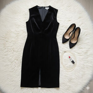 Jones New York Black Velvet Sleeveless Dress | Women's 12 | Rayon Silk Blend